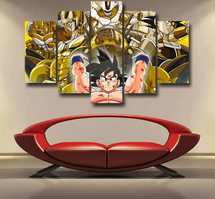 DBZ Goku Spirit Bomb Destroy Villains Cooler Broly Namek Golden Epic 5pc Canvas