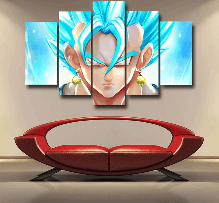 DBZ Goku God Saiyan Blue SSGSS Potara Fusion Design Trendy Epic 5pc Canvas