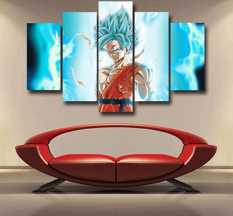 Dragon Ball Serious Super Saiyan Goku 2 Blue Epic Aura Epic 5pc Canvas