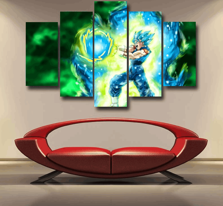 DBZ Goku Super Saiyan Blue SSGSS Kamehameha Power Attack Epic 5pc Canvas