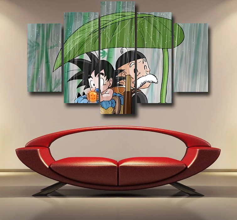 DBZ Kid Goku Super Saiyan Grandpa Gohan Cover Rain Cute Design Epic 5pc Canvas