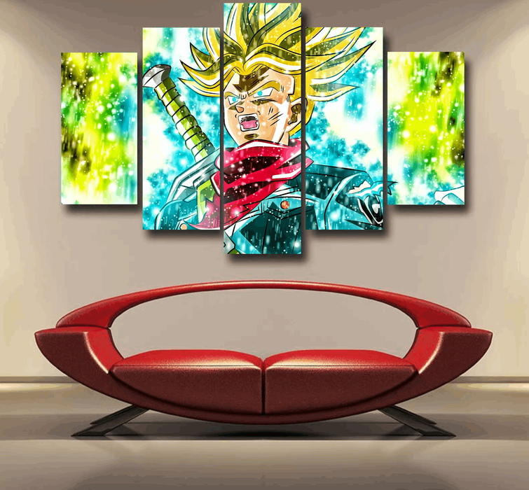 DBZ Trunks Super Saiyan Powerful Battle Ultimate Transformation Design Epic 5pc Canvas