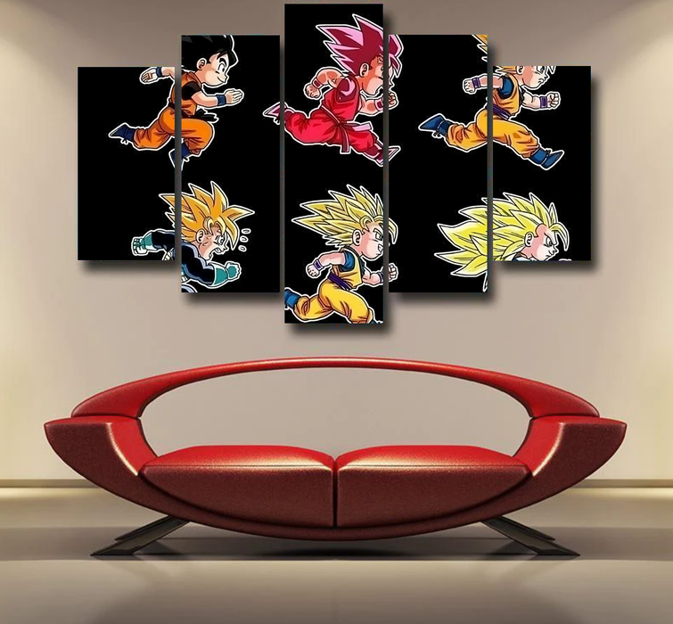 Dragon Ball Anime Son Goku All Form Transformation Epic 5pc Canvas