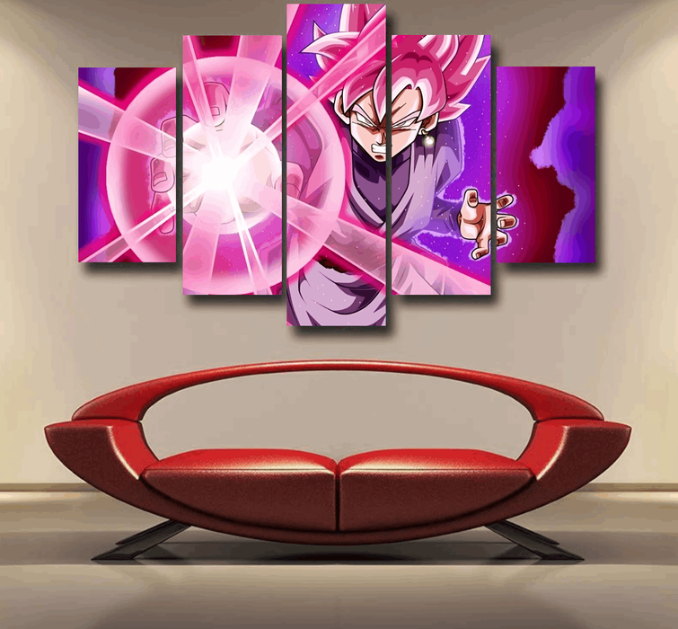 Goku Black Zamasu Super Saiyan Rose Powerful Aura Skills Dope Epic 5pc Canvas