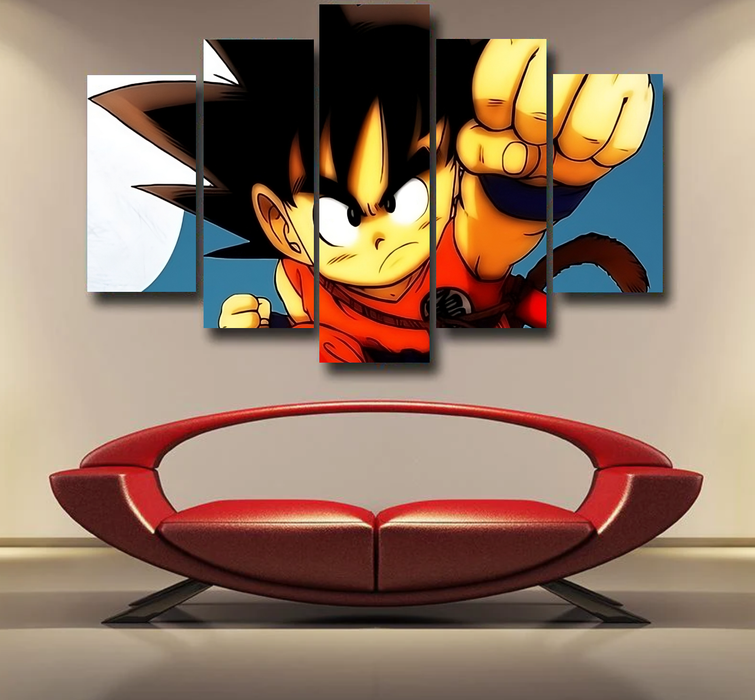 Young Goku Kid Flying Cloud Fight 3D Dragonball Epic 5pc Canvas