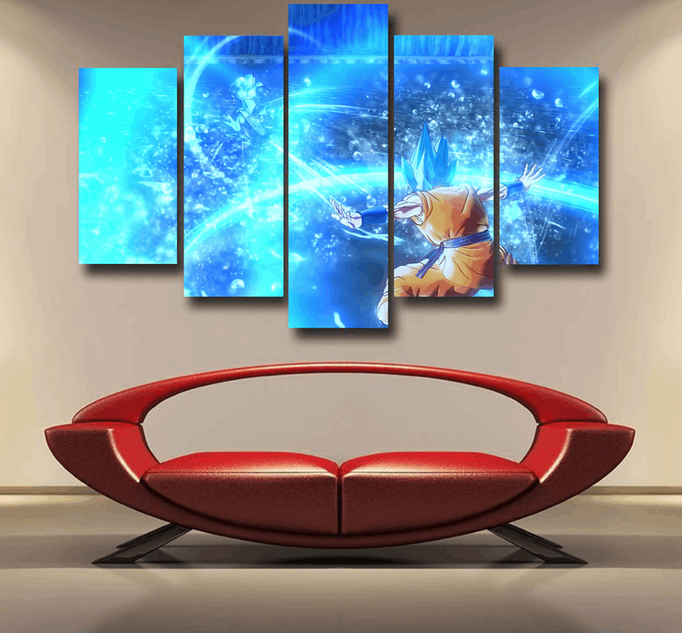 DBZ Goku SSGSS Saiyan God Blue Aura Blasting Streetwear Epic 5pc Canvas