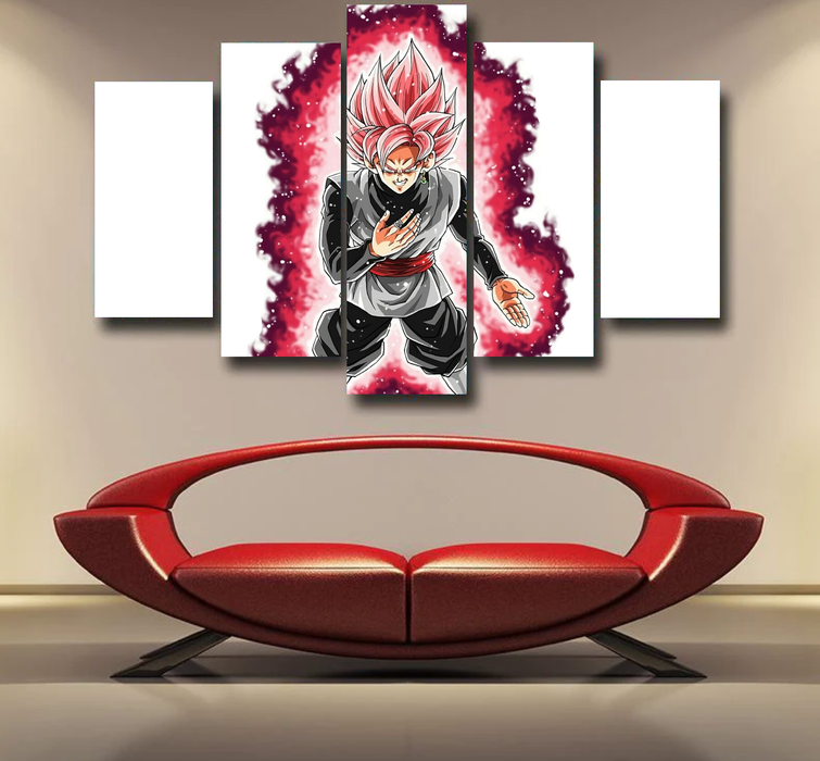 Dragon Ball Super Black Goku Rose 2 Super Saiyan Grin Epic 5pc Canvas