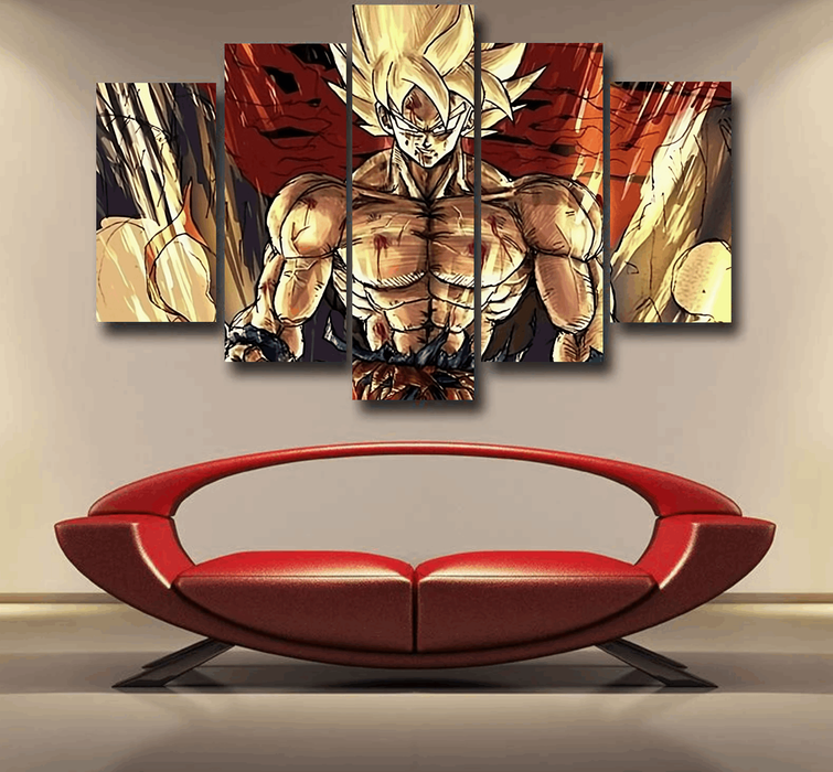 Powerful Goku Super Saiyan 2 Transformation SSJ2 Epic 5pc Canvas