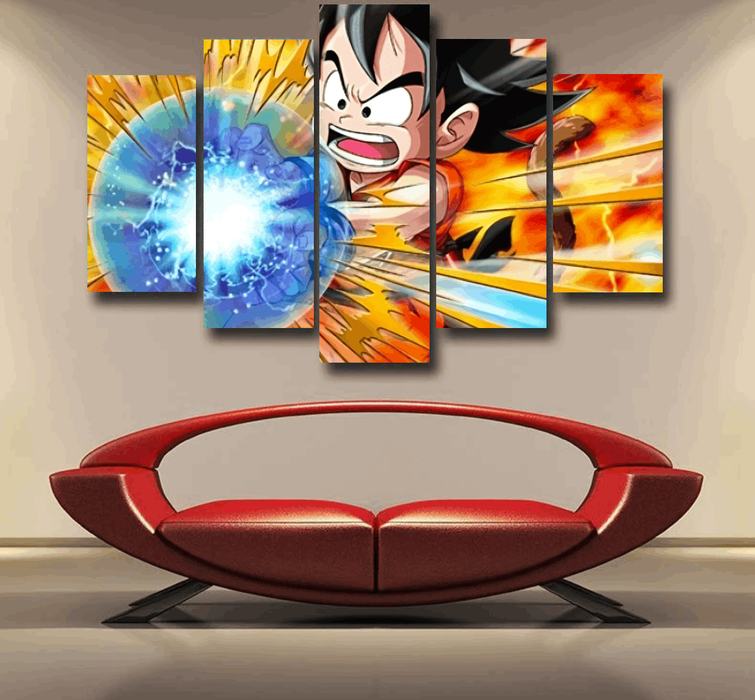 Dragon Ball Energy Kid Goku Blue Kamehameha Epic 5pc Canvas