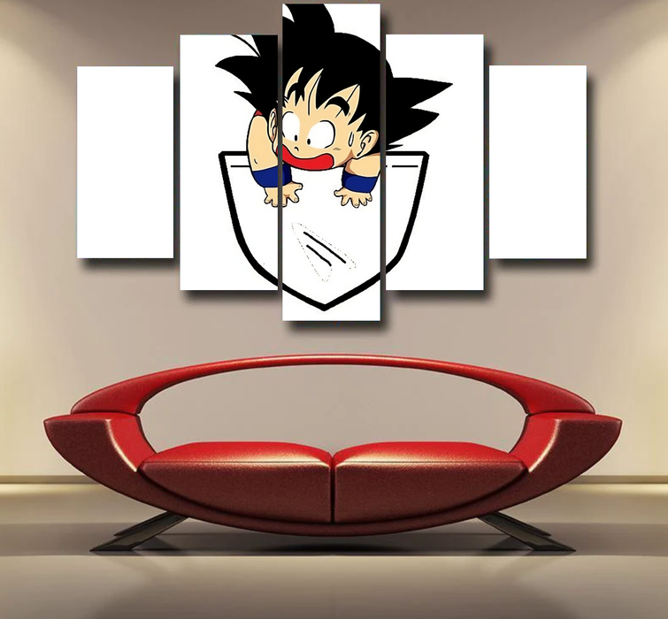 Smiling Goku On Pocket Of Dragon Ball Z Epic 5pc Canvas