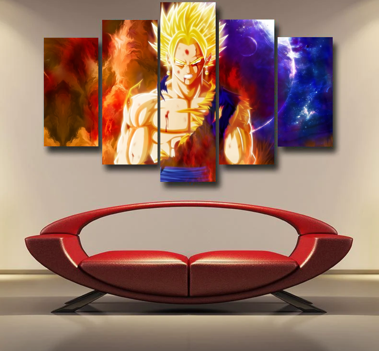 Dragon Ball Z Vegito Super Saiyan Angry Bruised Dope Epic 5pc Canvas