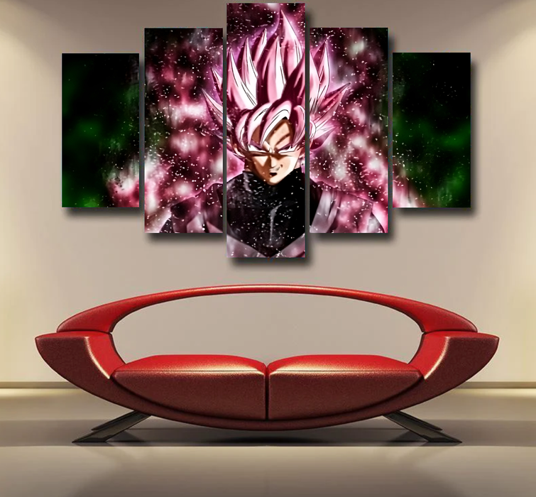 Dragon Ball Z Super Saiyan Goku Black Rose Pink Epic 5pc Canvas