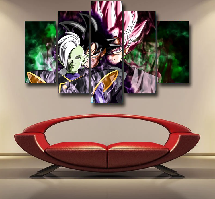 Dragon Ball Super Zamasu Goku Black Goku Rose Cool Epic 5pc Canvas