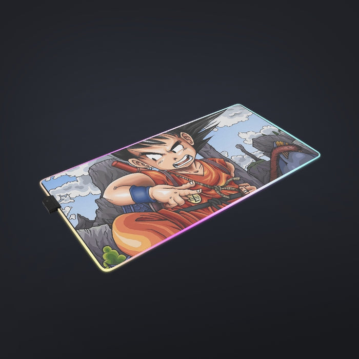 Dragon Ball Anime Angry Kid Goku Sky Clouds Blue 3D cool LED Mouse Pad