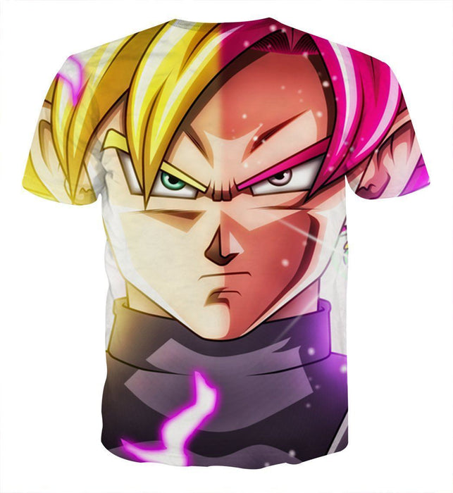DBZ Goku God Half Rose & Golden Portrait Dope Design T-shirt