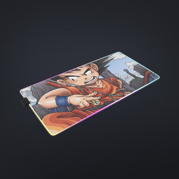 Dragon Ball Anime Angry Kid Goku Sky Clouds Blue 3D cool LED Mouse Pad