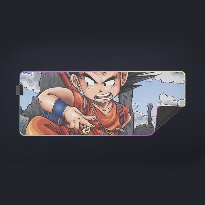 Dragon Ball Anime Angry Kid Goku Sky Clouds Blue 3D cool LED Mouse Pad