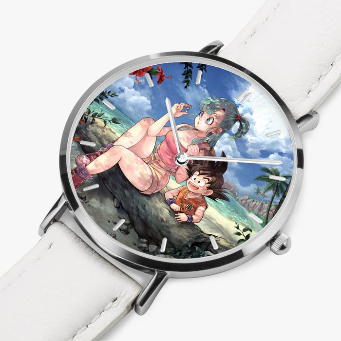 DBZ-Store Cool Bulma Sitting on a Tree and Kid Goku at the Beach Watch