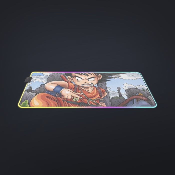 Dragon Ball Anime Angry Kid Goku Sky Clouds Blue 3D cool LED Mouse Pad