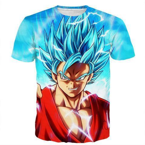 Dragon Ball Super Shirt  Goku Blue Lightning SSGSS Design T Shirt