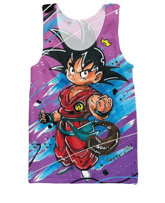 Dragon Ball Z Kid Goku Graffiti Painting Tank Top