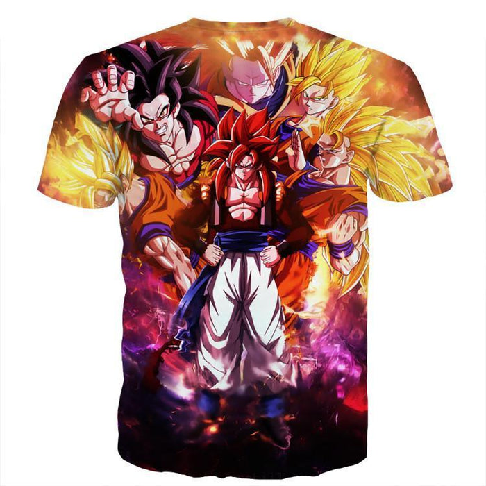 DBZ Gogeta Goku Vegeta Super Saiyan Powerful Lightning Thunder Design T-Shirt