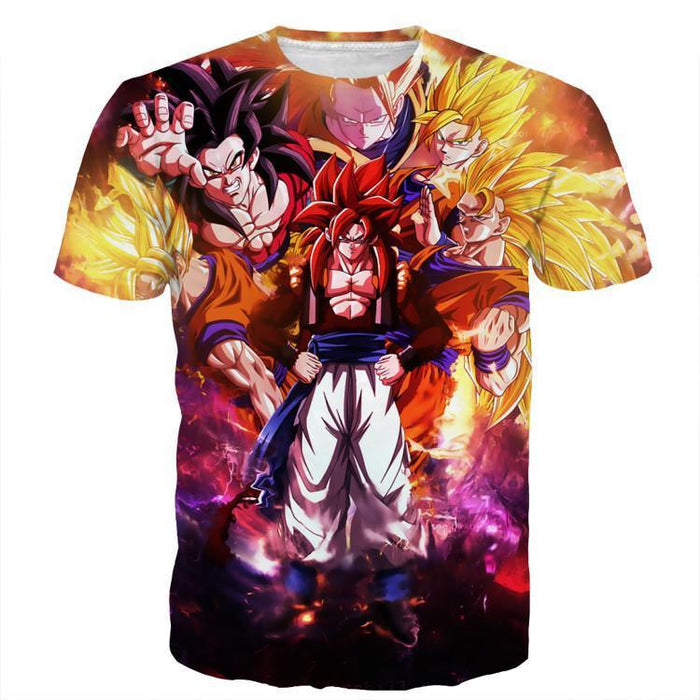 DBZ Gogeta Goku Vegeta Super Saiyan Powerful Lightning Thunder Design T-Shirt