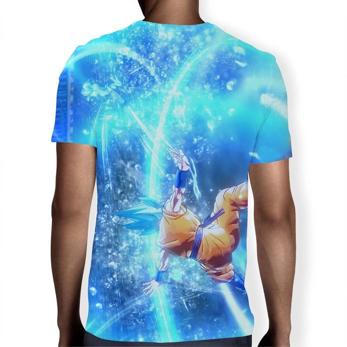 DBZ Goku SSGSS Saiyan God Blue Aura Blasting Streetwear T-Shirt