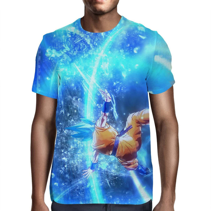 DBZ Goku SSGSS Saiyan God Blue Aura Blasting Streetwear T-Shirt