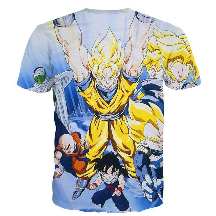 DBZ Goku Saiyan Spirit Bomb Vegeta Piccolo Gohan Trunks Vibrant Design T-Shirt