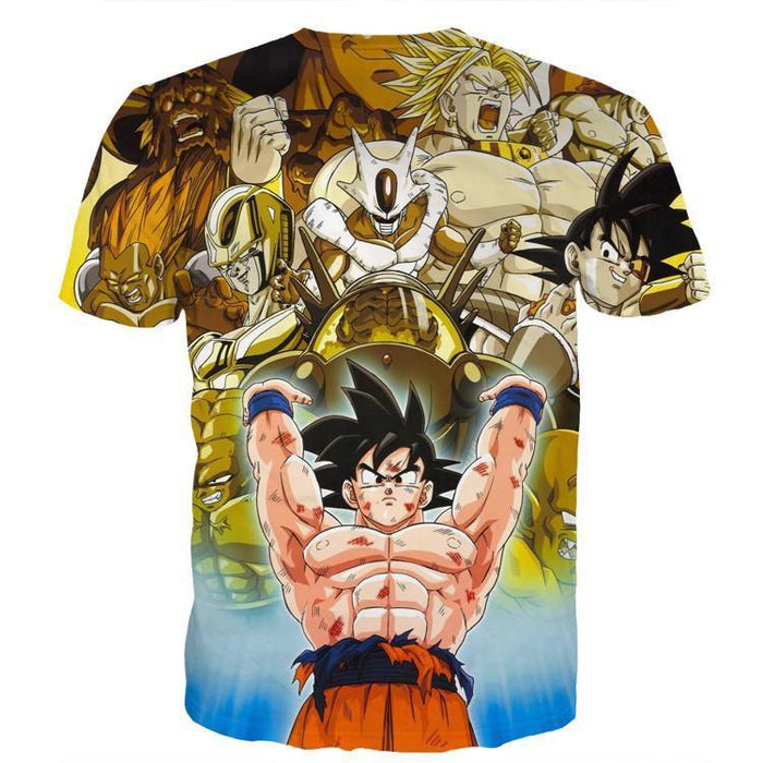 DBZ Goku Spirit Bomb Destroy Villains Cooler Broly Namek Golden T-Shirt