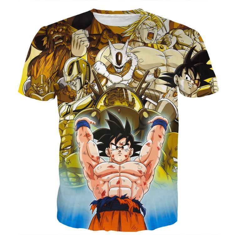Yoycol DBZ Goku Spirit Bomb Destroy Villains Cooler Broly Namek Golden T Shirt 5XL