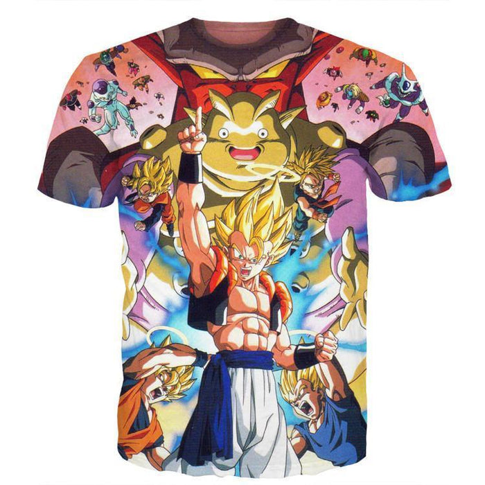DBZ Goku Vegeta Fusion Saiyan Gogeta Colorful Design Streetwear T-Shirt