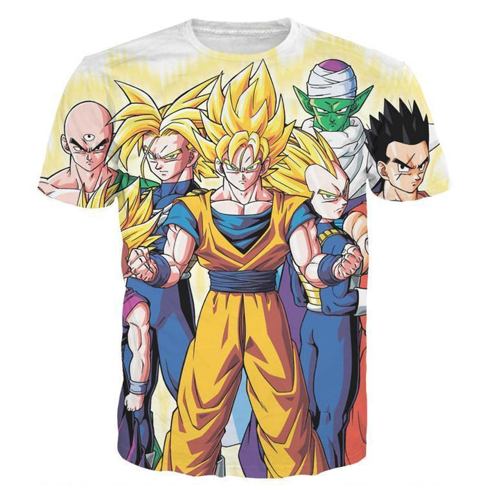 DBZ Goku Vegeta Super Saiyan Krillin Piccolo All Heroes Vibrant Design T-Shirt