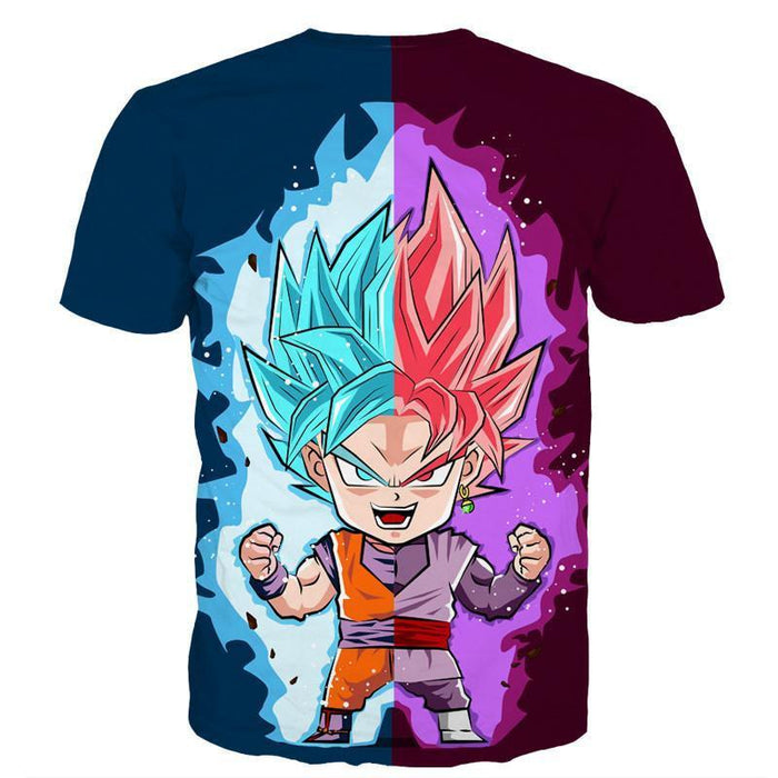 DBZ Goku Zamasu SSGSS God Blue Rose Super Saiyan Chibi T-Shirt