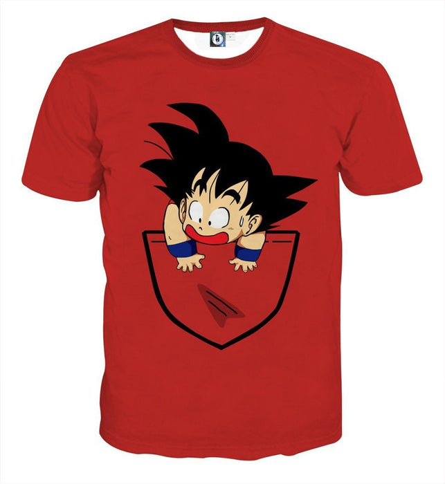 Dragon Ball Cute Goku Kid Pocket Simple Design Streetwear T-Shirt