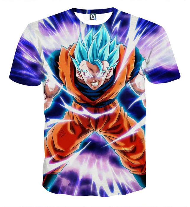 Dragon Ball Goku Blue Super Saiyan Epic Rage Casual T-Shirt