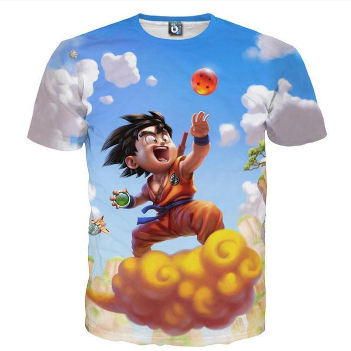 Dragon Ball Goku Kid Ride Flying Nimbus Cute Dope Streetwear T-Shirt