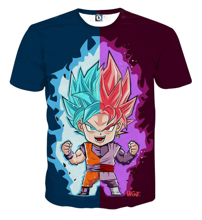 Dragon Ball Super Cute Chibi Blue Vegito Goku Rose T-Shirt