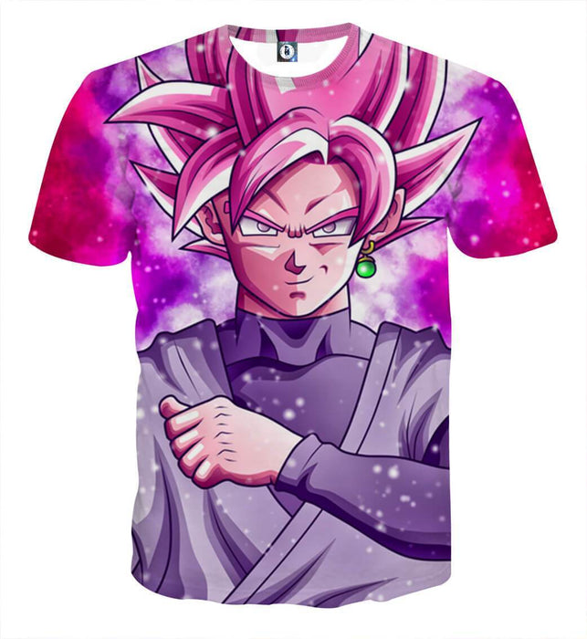 Dragon Ball Super Saiyan Black Goku Rose Grin Casual T-Shirt