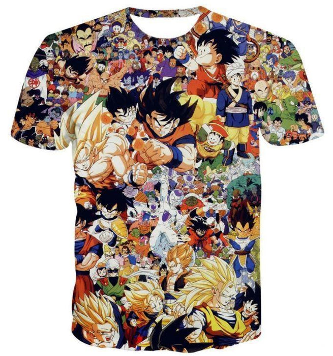 Dragon Ball Z Anime Manga Characters Full Print T-Shirt