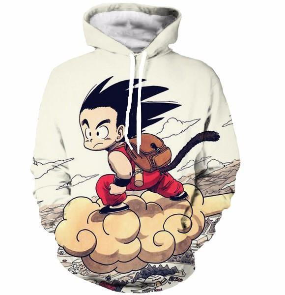 Yoycol Flying Cute Kid Goku Cloud Nimbus Vintage Beige Hoodie S