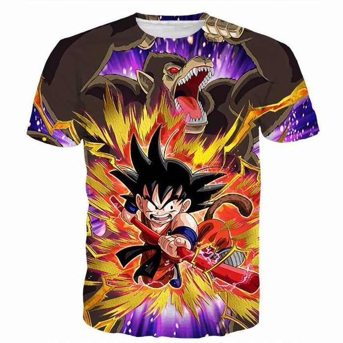 Great Ape Monkey Warrior Angry Kid Goku Fighting 3D T- Shirt