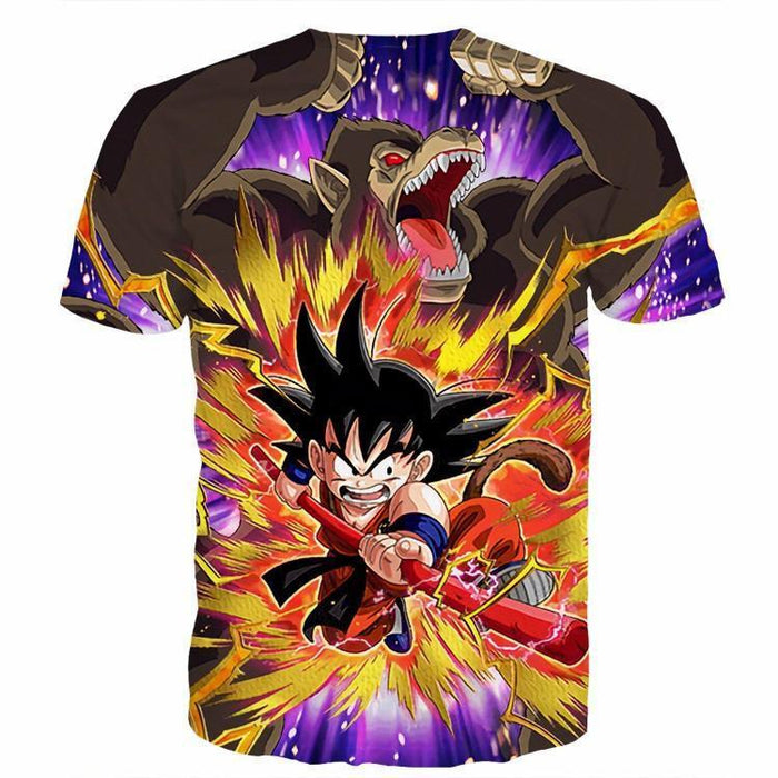 Great Ape Monkey Warrior Angry Kid Goku Fighting 3D T- Shirt