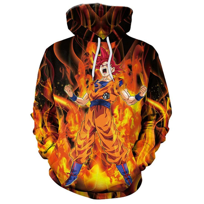 Awesome Goku Super Saiyan God Transformation DBZ Cotton Hoodie