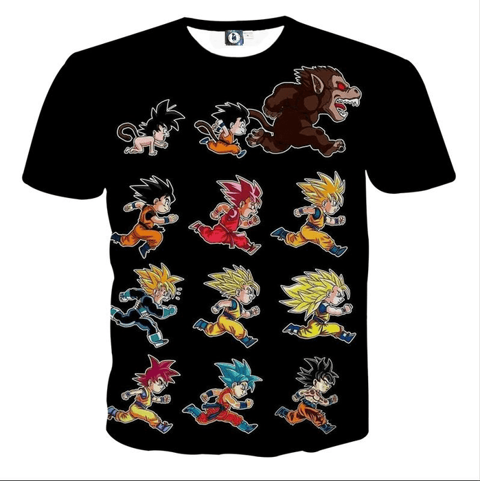 Dragon Ball Anime Son Goku All Form Transformation T-shirt