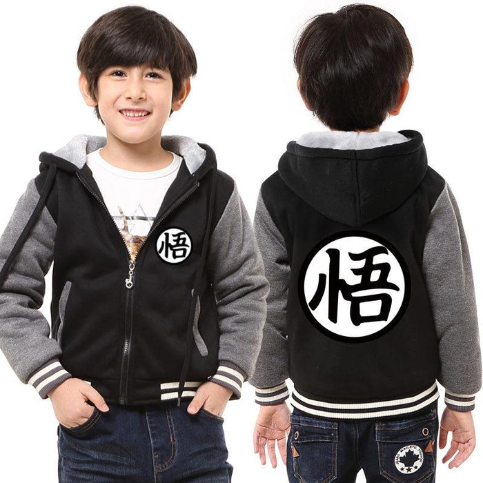 Dragon Ball Z Son Goku Kanji Logo Comfy Kids Hooded Jacket