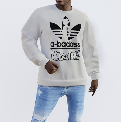 A - Badass Adidas Parody Dragon Ball Goku White Stylish Sweatshirt - DBZ Store