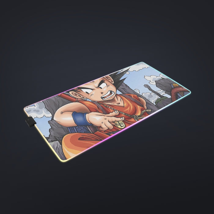 Dragon Ball Anime Angry Kid Goku Sky Clouds Blue 3D cool LED Mouse Pad