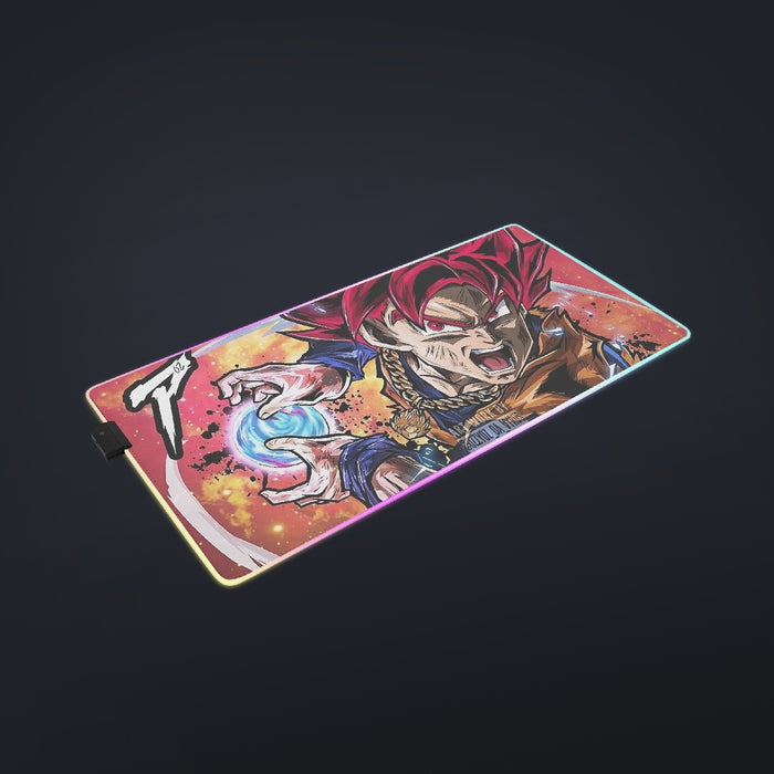 Goku Super Saiyan God cool LED Mouse Pad